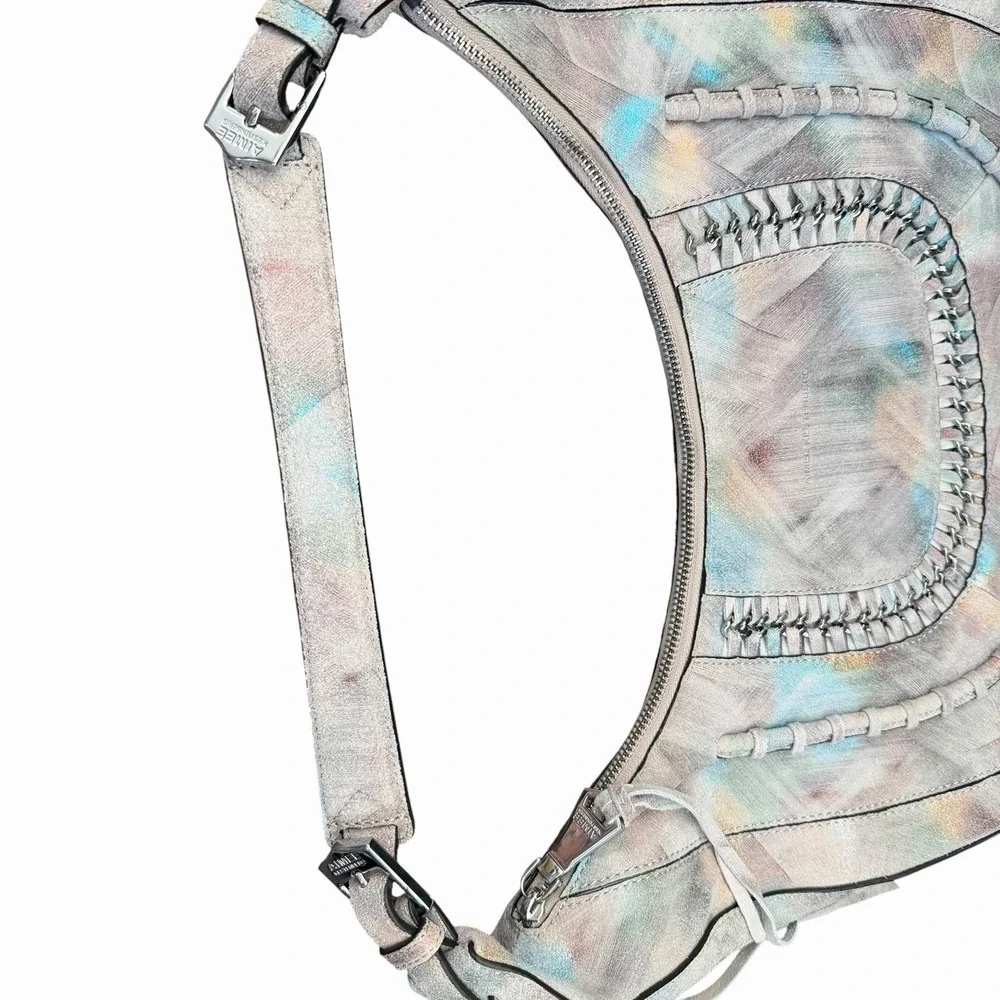 Aimee Kestenberg Rainbow Iridescent Leather Hobo Bag NWOT Boho Hippie Genny